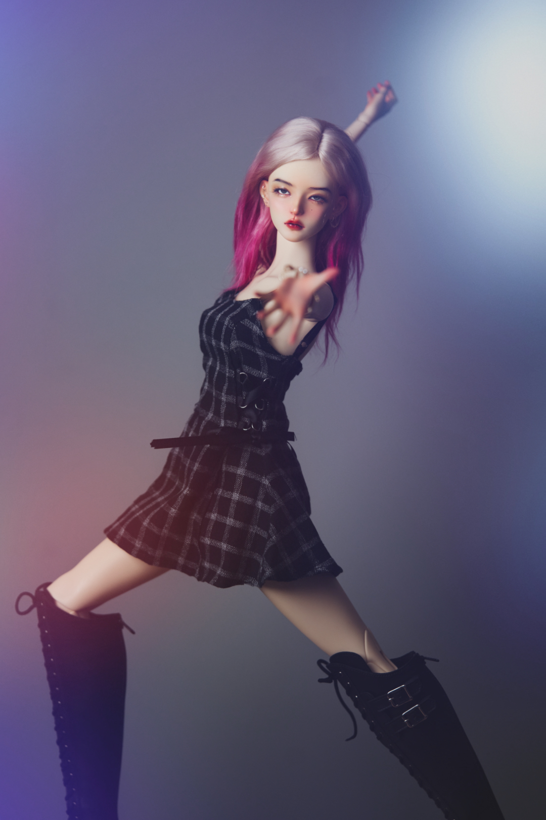 A female dollhead partially painted